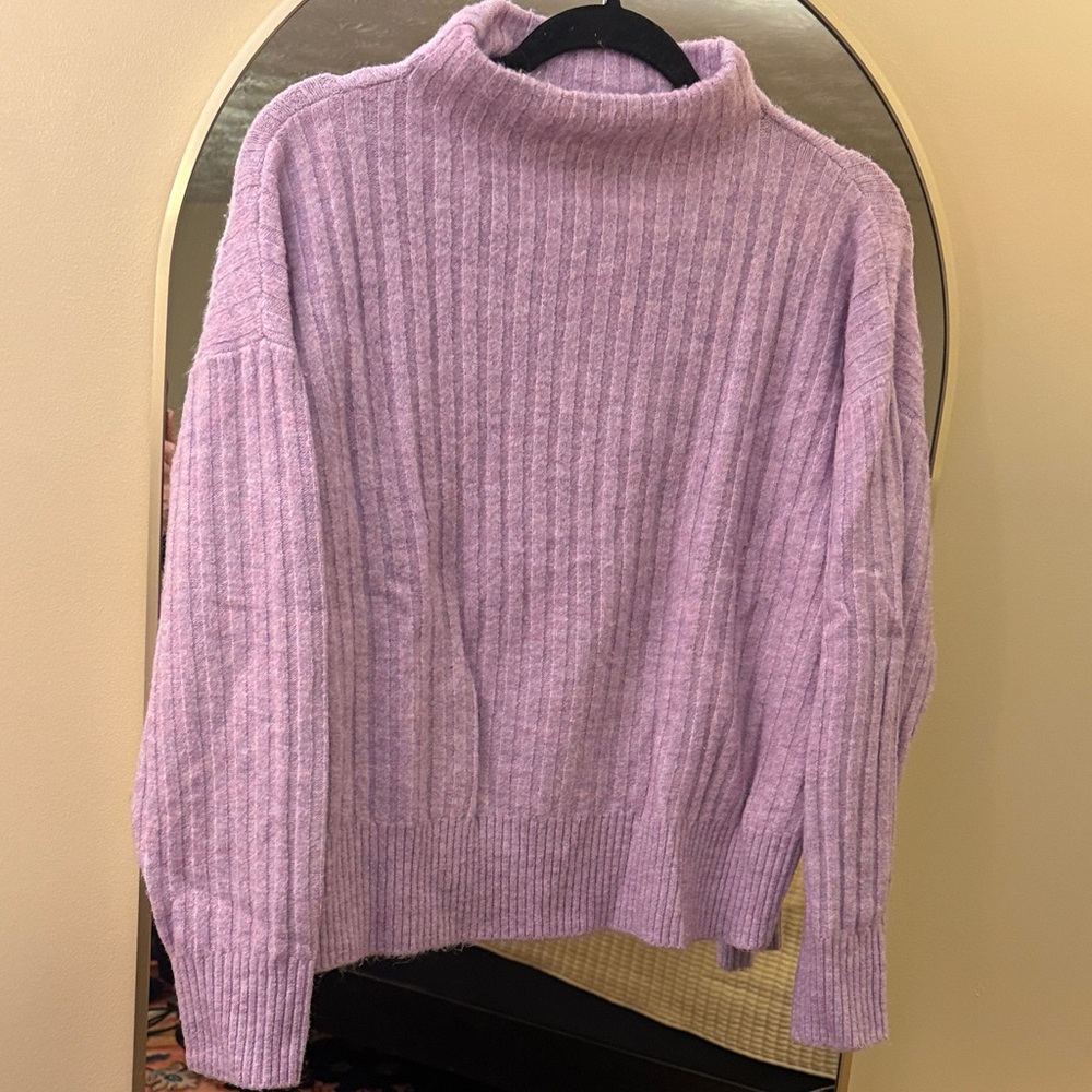 LOFT Lilac Ribbed Mock Turtleneck Sweater